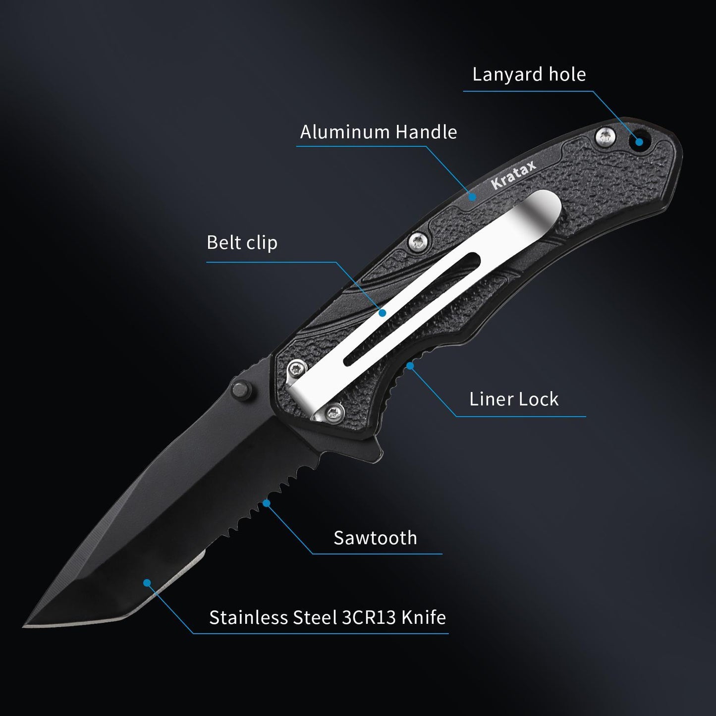 5.3 Oz Small Ultra Zoomable LED Tactical Handheld Flashlight With Knife