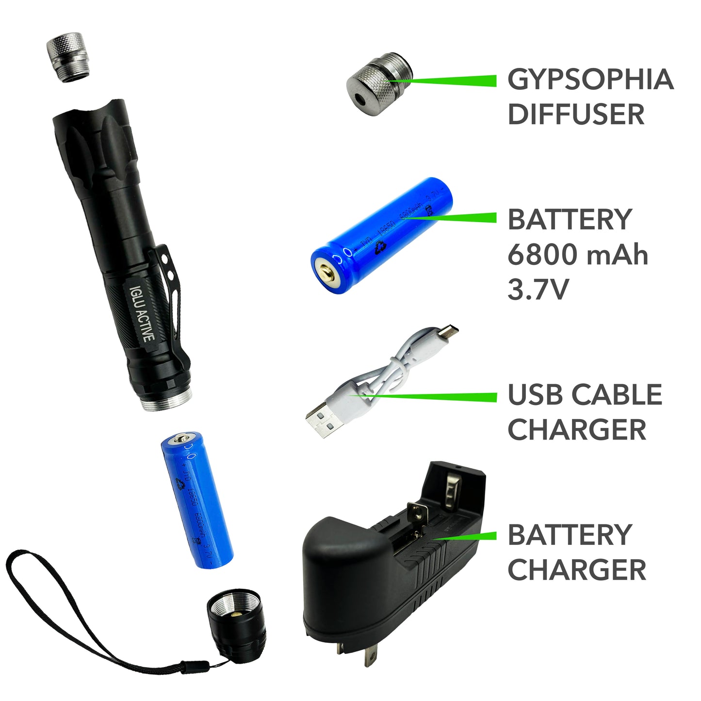 GREEN LASER POINTER + FREE MINI FLASHLIGHT