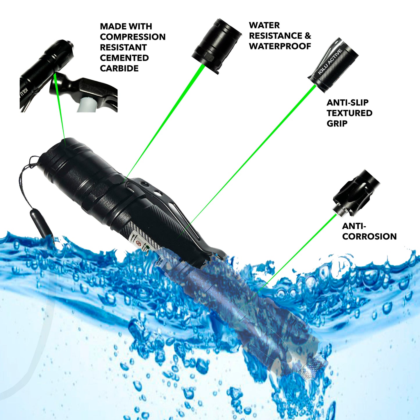 GREEN LASER POINTER + FREE MINI FLASHLIGHT