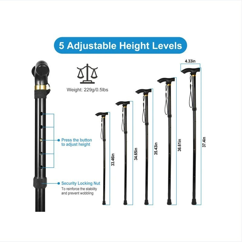 Black Male And Female Hikers Portable Mobility Aid Cane