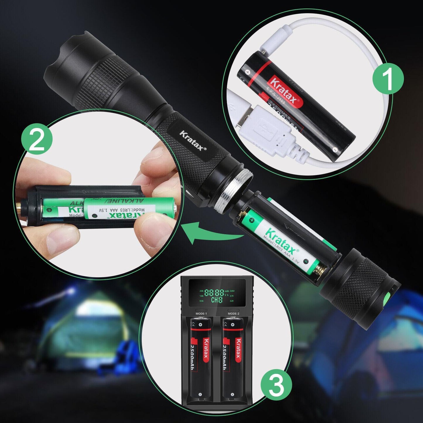 5.3 Oz Small Ultra Zoomable LED Tactical Handheld Flashlight With Knife