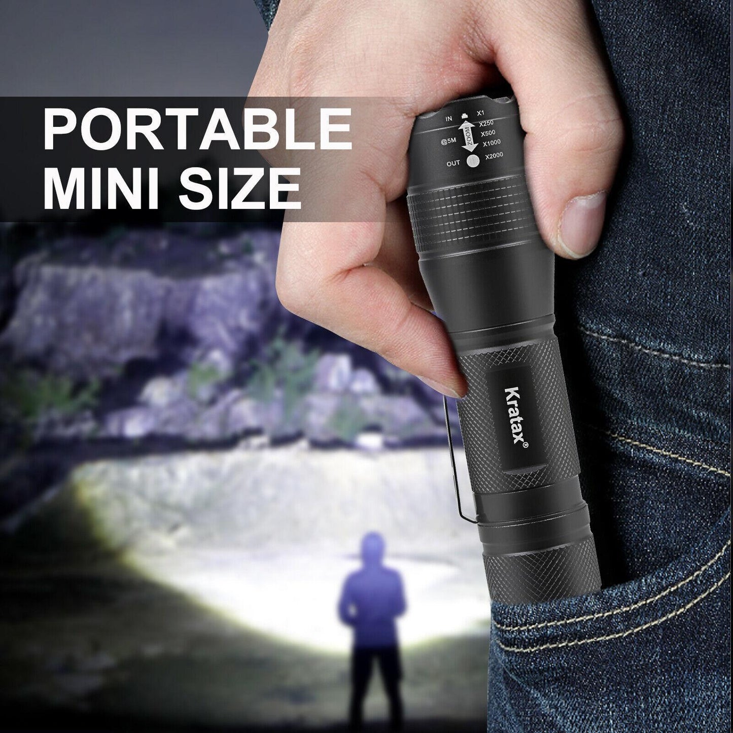 5.3 Oz Small Ultra Zoomable LED Tactical Handheld Flashlight With Knife