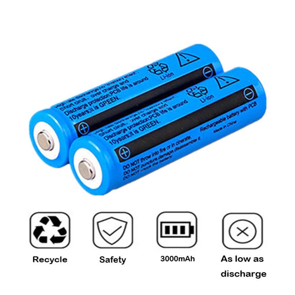 4Pcs Battery 3.7V Rechargerable Li-ion 3000mAh 18650 Batteries For Torch Flashlight Laser Headlamp