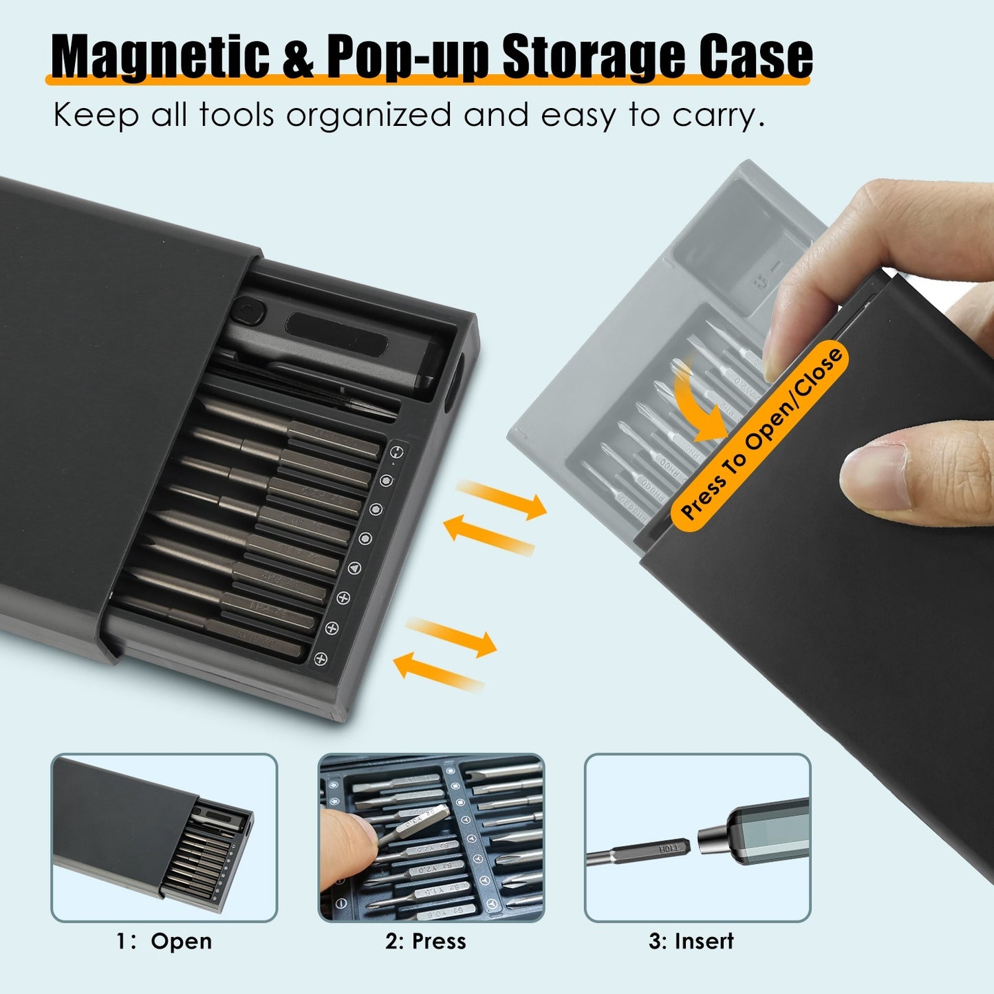 1Set 70 In 1 3.7V Mini Electric Screwdriver Kit Rechargeable Magnetic Repair Tool Kit With 5 Torque Settings 64 S2 Precision Bits 4 LED Lights For Phone Camera Laptop Watch Repair