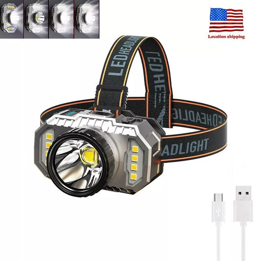 LED Headlight Flashlight Outdoor USB Charging Fishing Headlight Glare Is Suitable For Camping, Work, Maintenance, Car Maintenance, Decoration