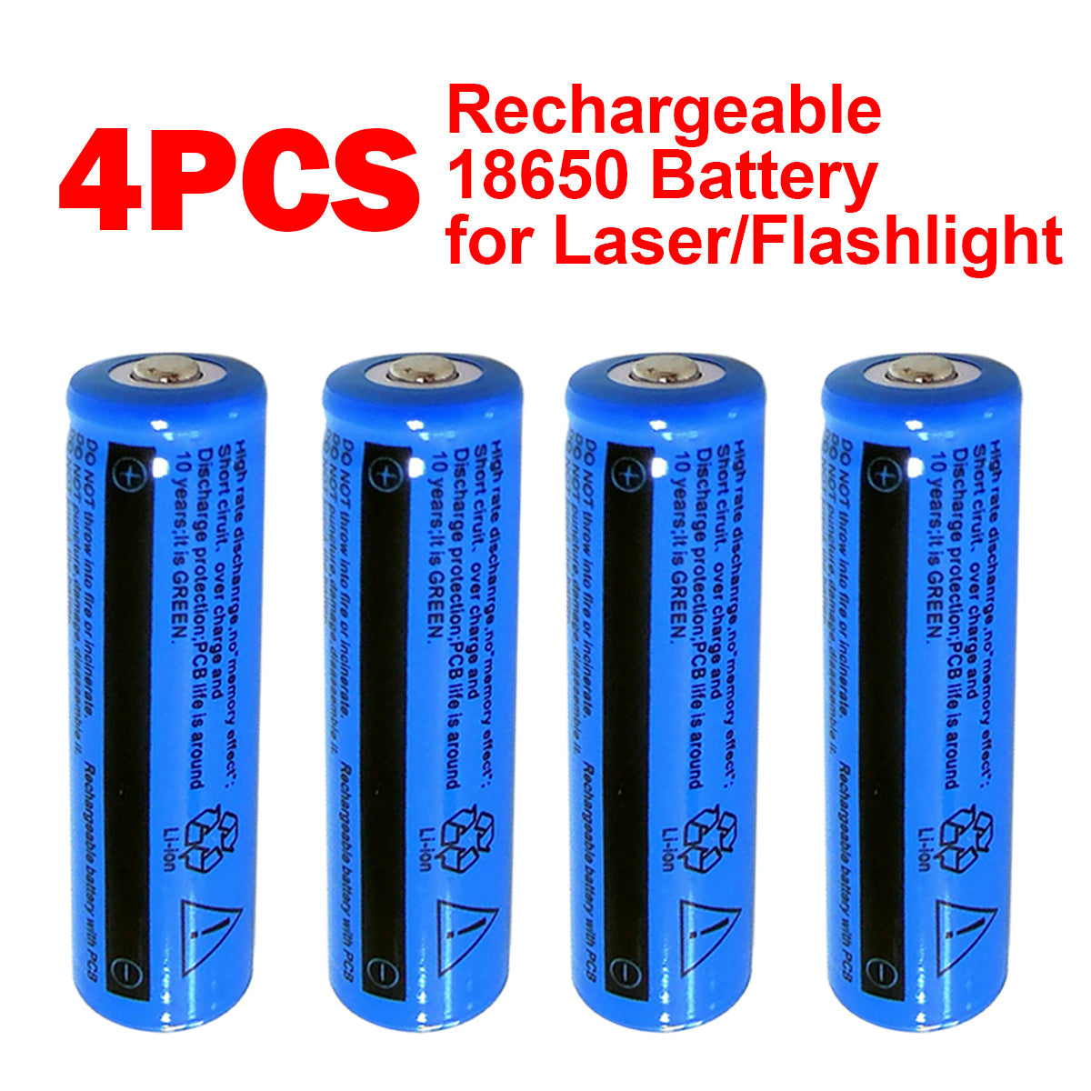 4Pcs Battery 3.7V Rechargerable Li-ion 3000mAh 18650 Batteries For Torch Flashlight Laser Headlamp