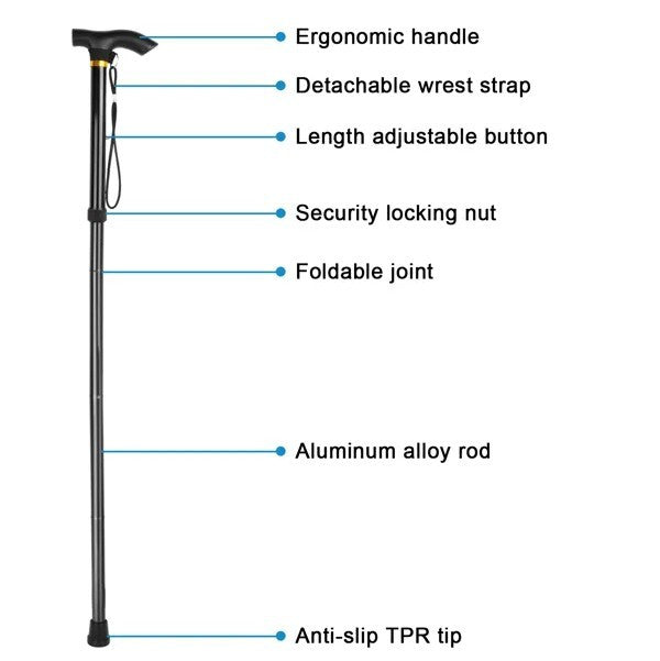 Black Male And Female Hikers Portable Mobility Aid Cane